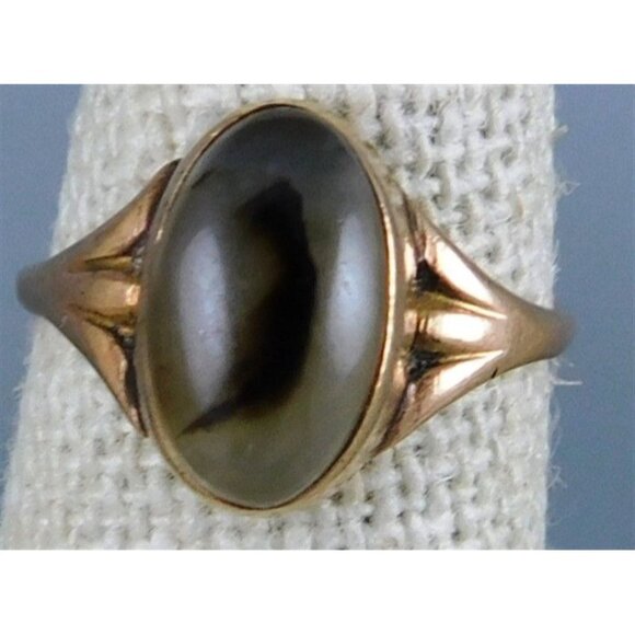 7/789 Small 10k Ring with Natural Stone Size 4.5 - Picture 2 of 4
